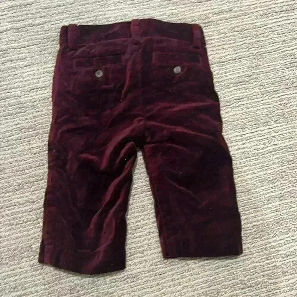 NWOT 3-6 Janie and jack maroon velvet velour infant/baby pants - Picture 4 of 4
